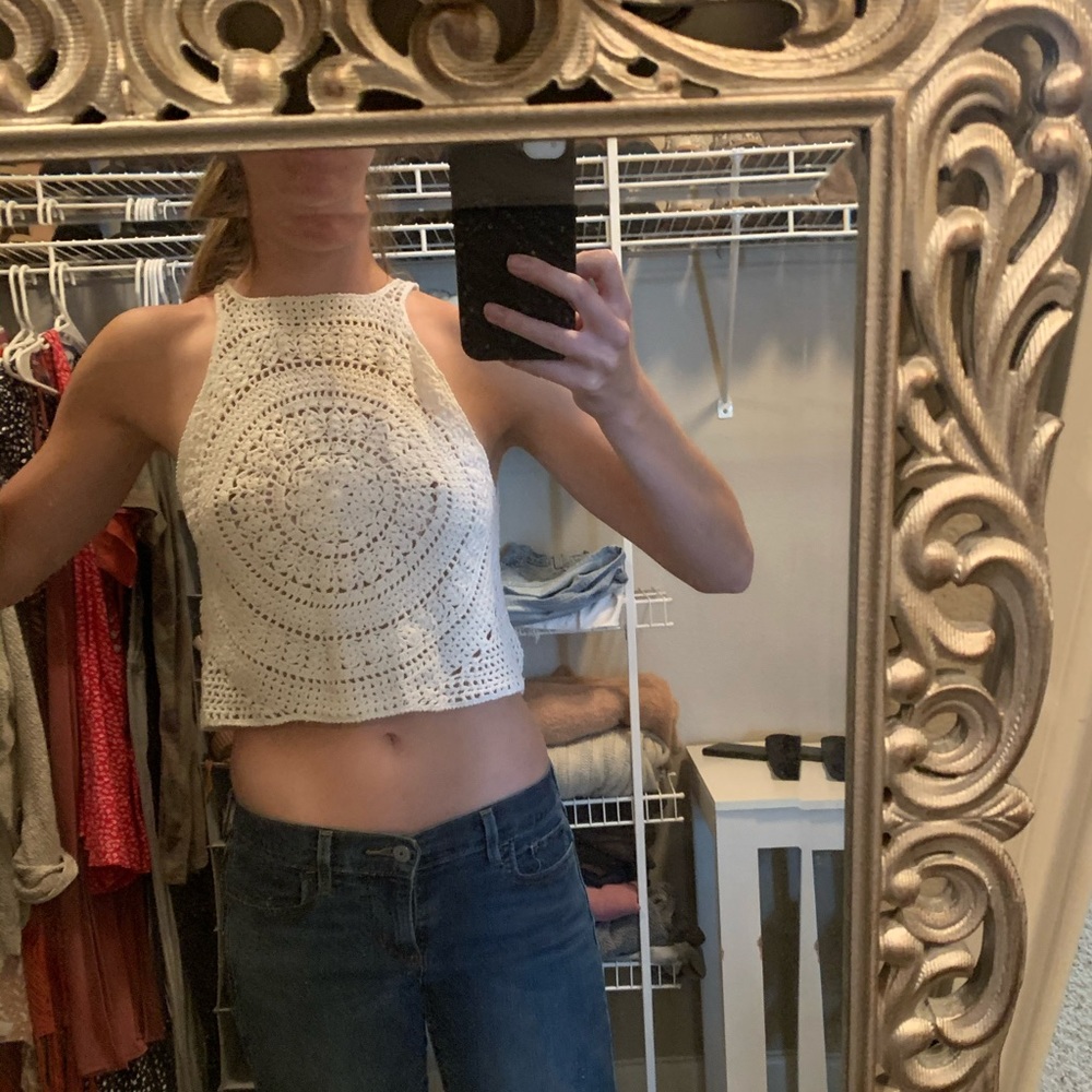 Mesh white crop top